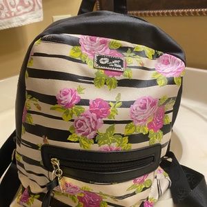 Black flowers ladies backpacks